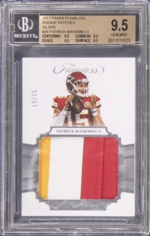 2017 Panini Flawless Rookie Patches Silver #26 Patrick Mahomes II Patch Relic Rookie Card (#18/20) - True Gem Example - BGS GEM MINT 9.5